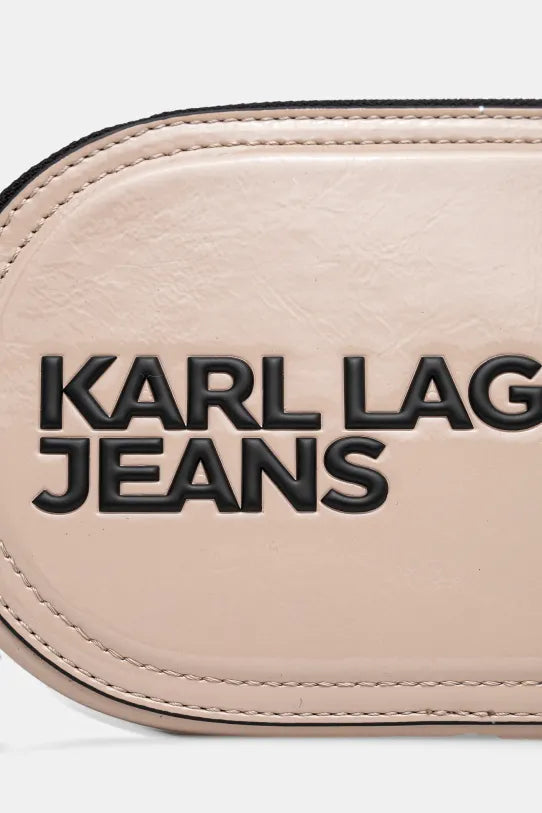 KARL LAGERFELD Borsa a tracolla donna in vinile doppia zip ovale con logo