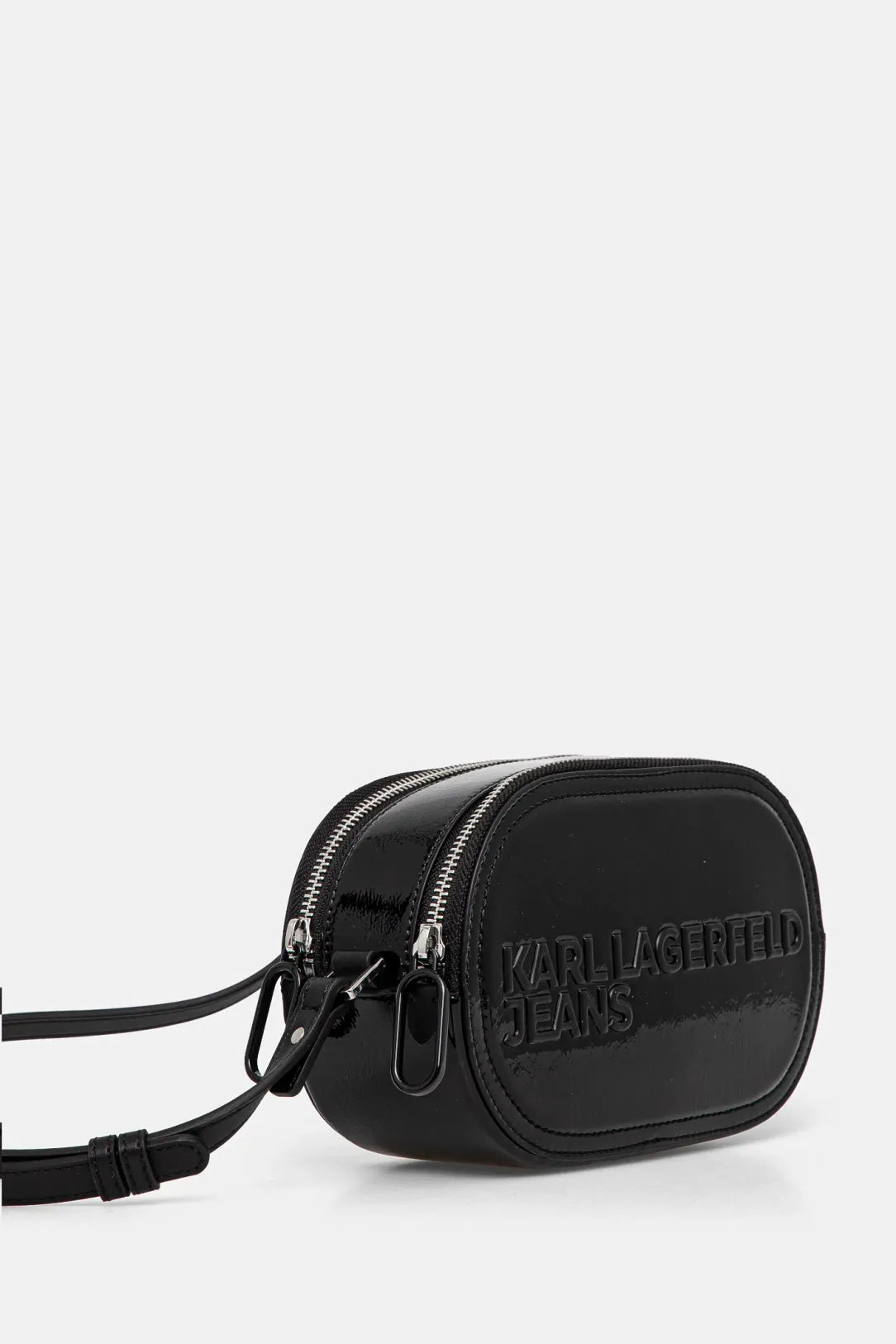 KARL LAGERFELD Borsa a tracolla donna in vinile doppia zip ovale con logo