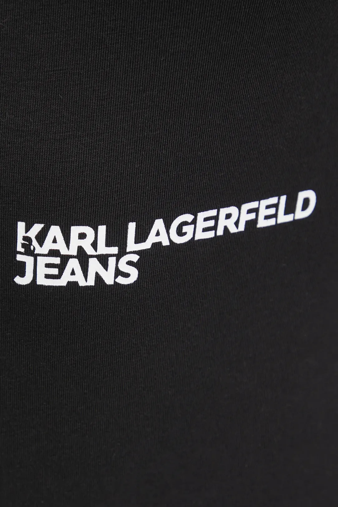 KARL LAGERFELD T-Shirt body maniche lunghe scollo a V nera con logo in contrasto bianco