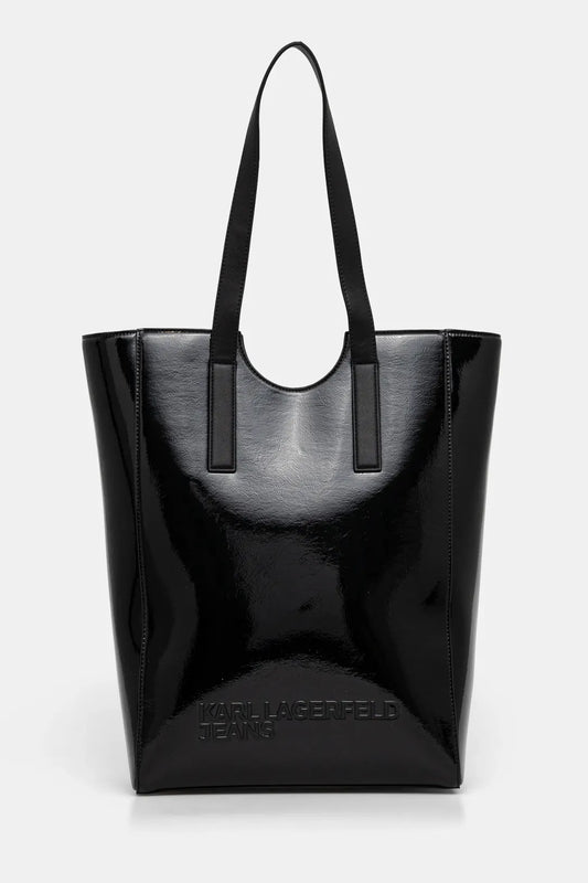 KARL LAGERFELD Borsa a spalla donna in vinile nera con logo