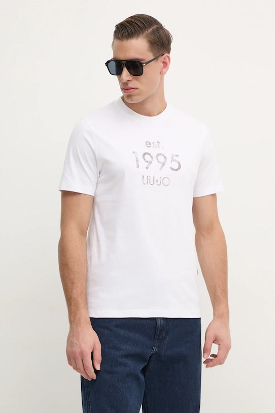 LIU JO T-Shirt uomo girocollo con logo faded frontale