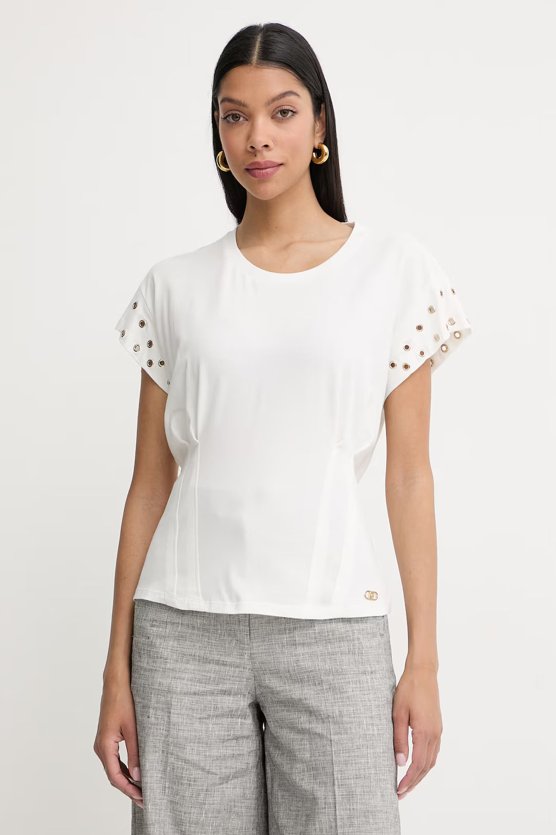 LIU JO T-Shirt girocollo con borchie sulle maniche