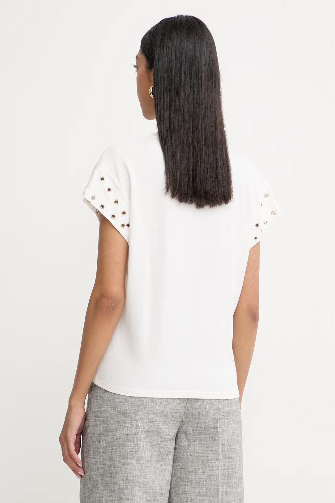 LIU JO T-Shirt girocollo con borchie sulle maniche