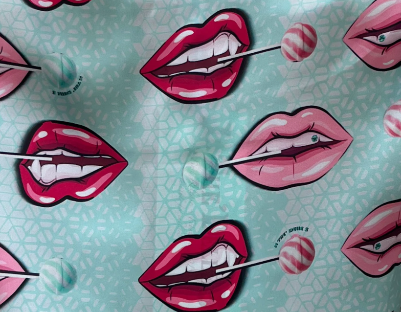 IL THE' DELLE 5 Camicia donna stampa bocche e lecca lecca tiffany maniche 3/4