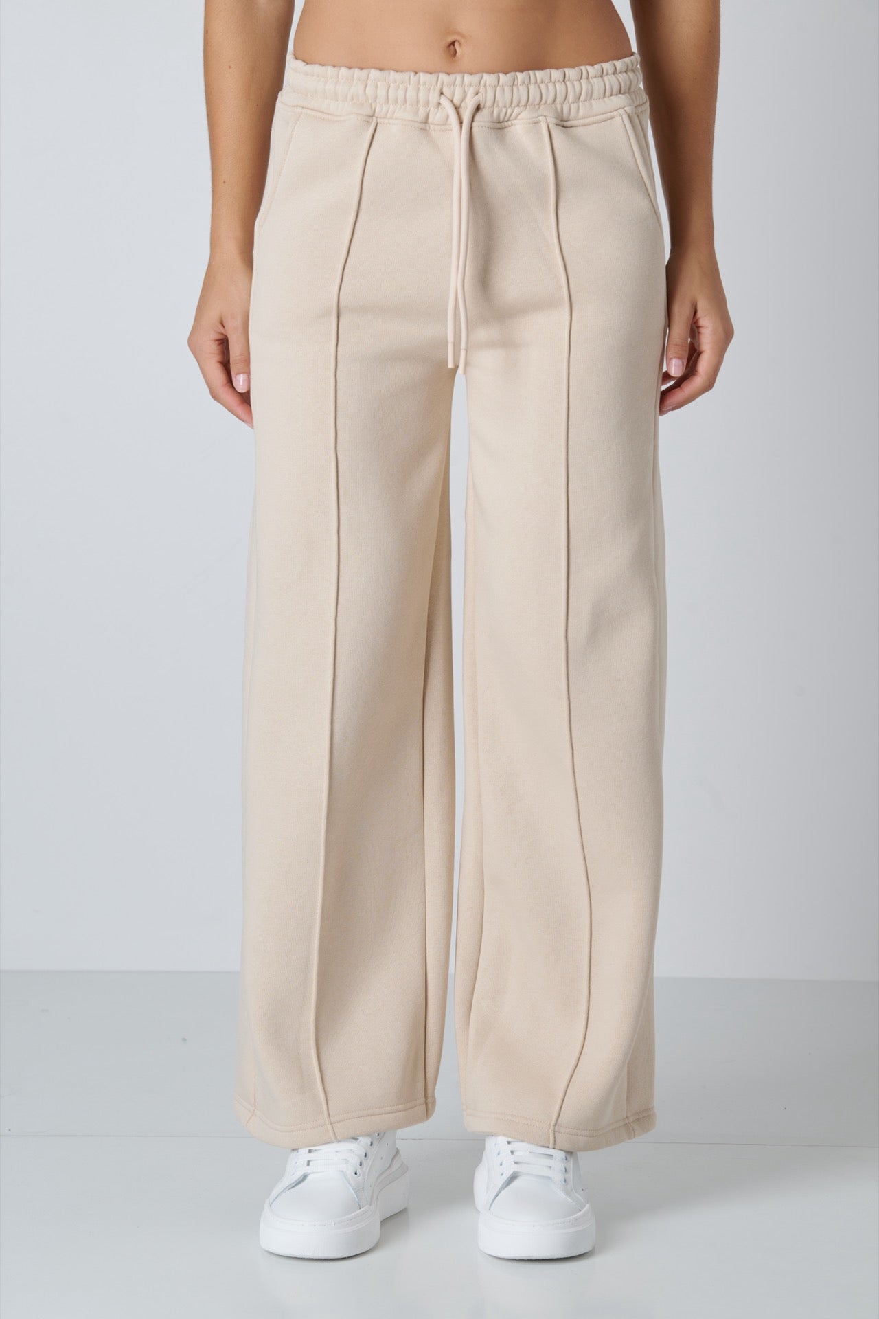 SUPERCULTURE Pantaloni palazzo in felpa con molla e coulisse
