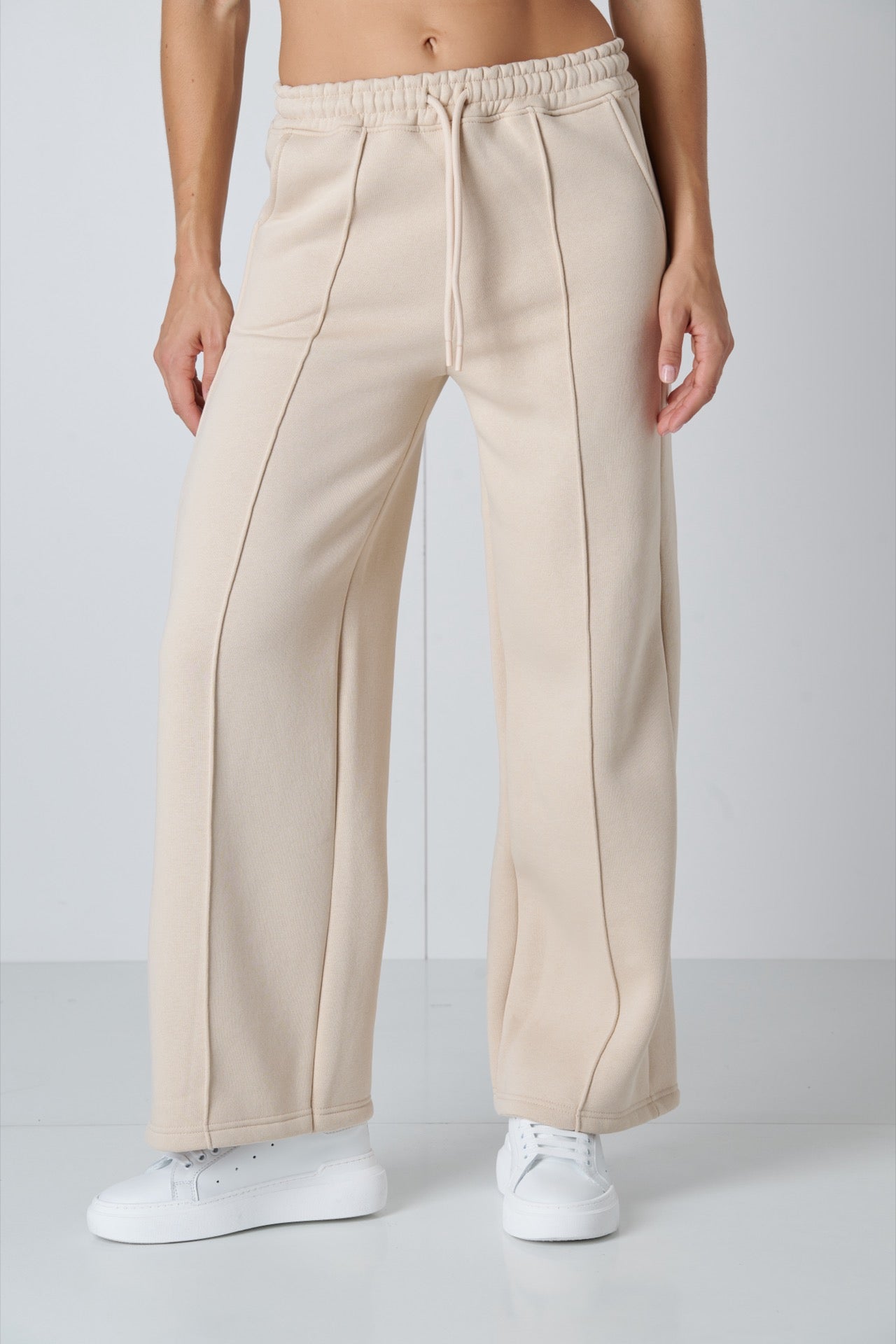SUPERCULTURE Pantaloni palazzo in felpa con molla e coulisse