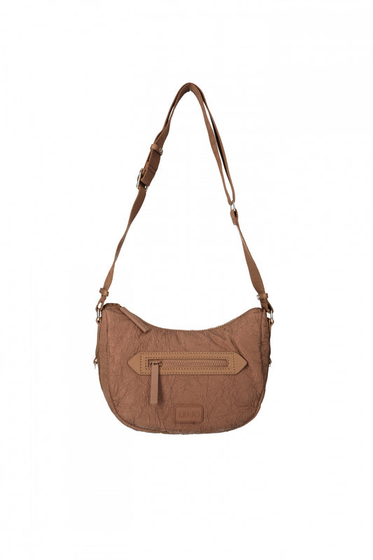 LIU JO Borsa tracolla piccola in nylon bianco e caramello