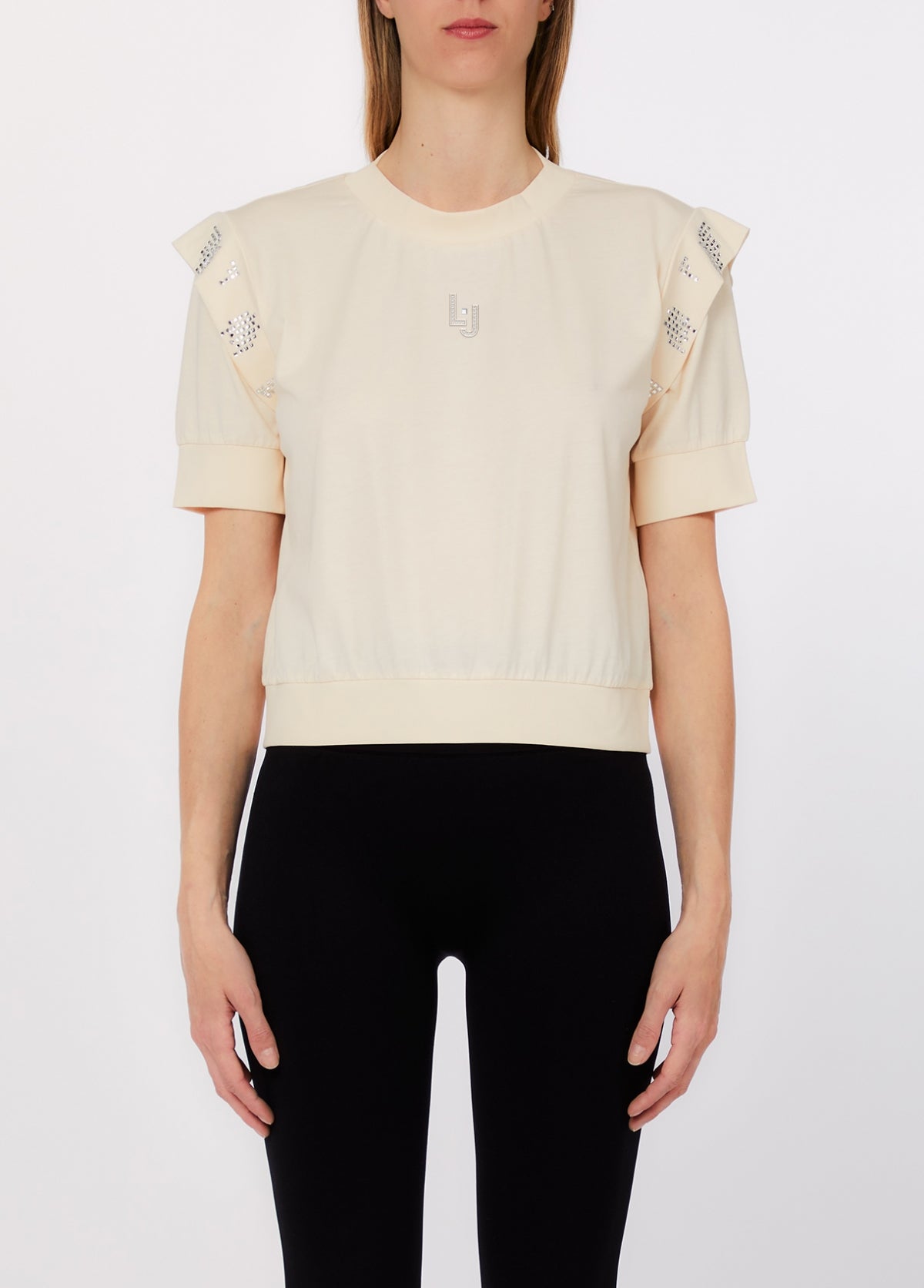 LIU JO T-Shirt girocollo con borchiette sulle maniche