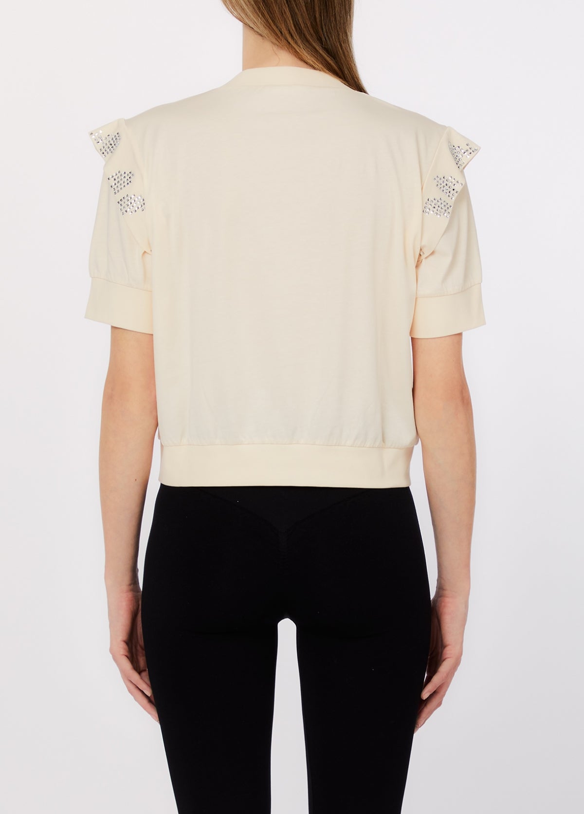 LIU JO T-Shirt girocollo con borchiette sulle maniche