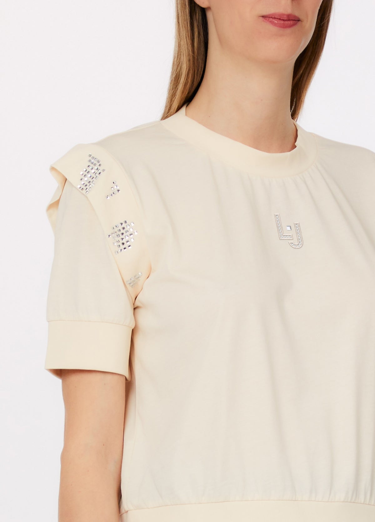 LIU JO T-Shirt girocollo con borchiette sulle maniche
