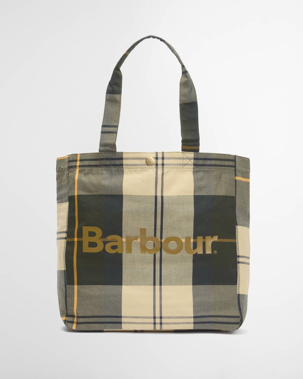 BARBOUR Borsa shopper TELFIELD TARTAN TOTE in cotone beige