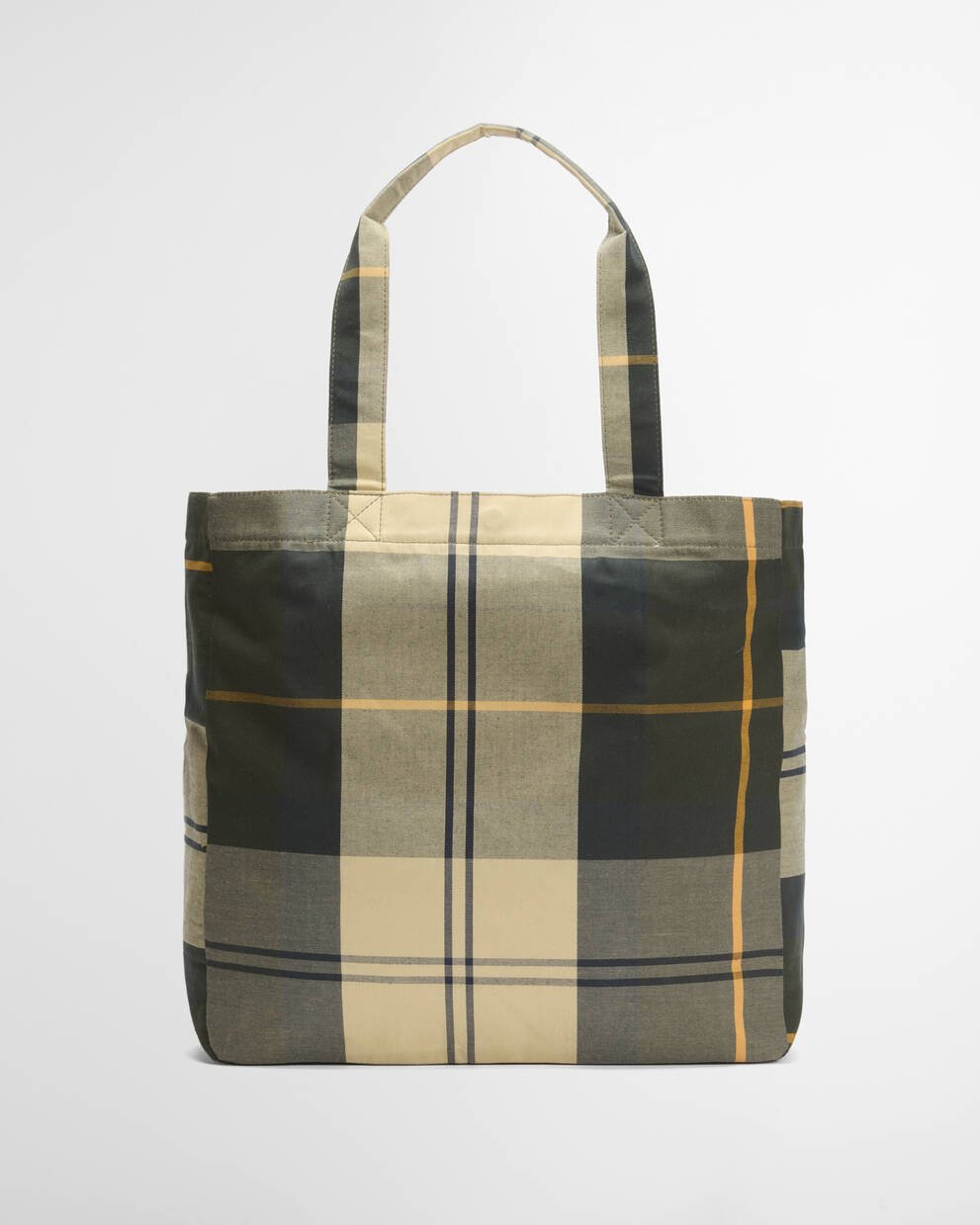 BARBOUR Borsa shopper TELFIELD TARTAN TOTE in cotone beige