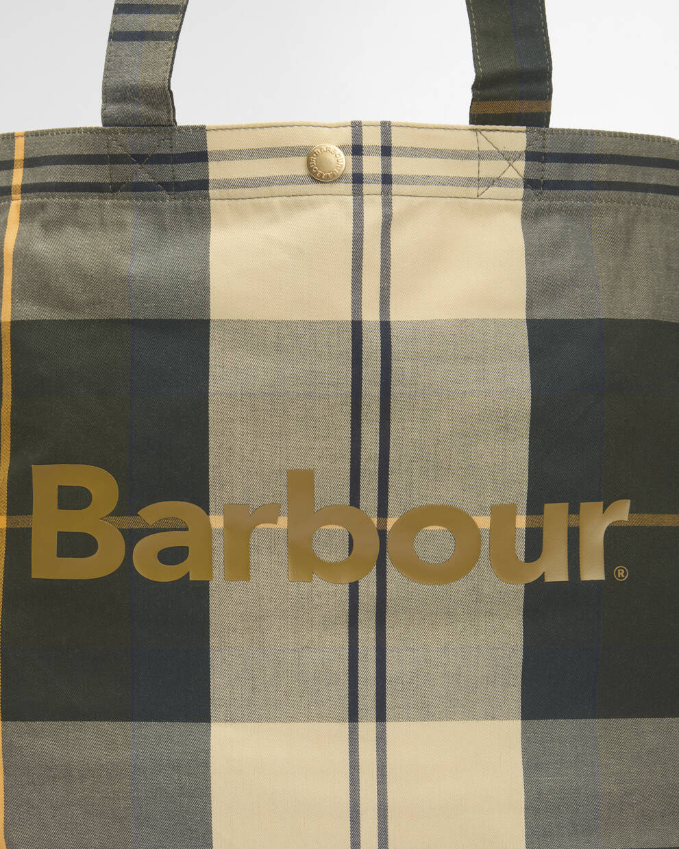 BARBOUR Borsa shopper TELFIELD TARTAN TOTE in cotone beige