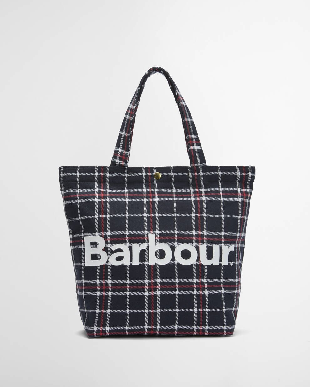 BARBOUR Borsa mini shopper in cotone blu MINI TELFIELD TARTAN BAG