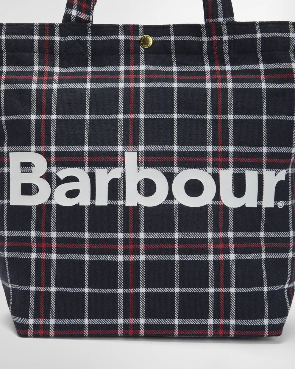BARBOUR Borsa mini shopper in cotone blu MINI TELFIELD TARTAN BAG