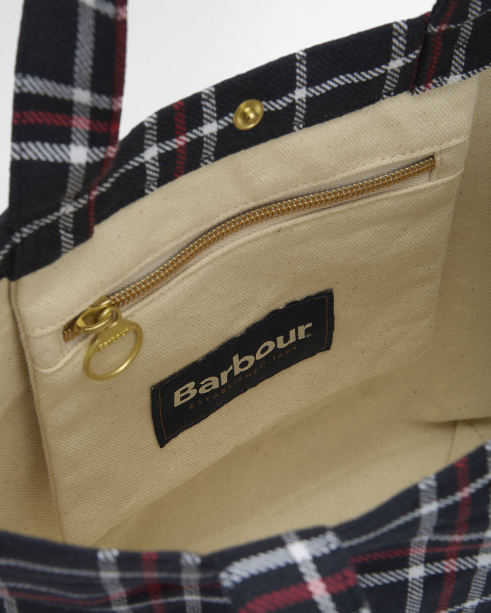 BARBOUR Borsa mini shopper in cotone blu MINI TELFIELD TARTAN BAG