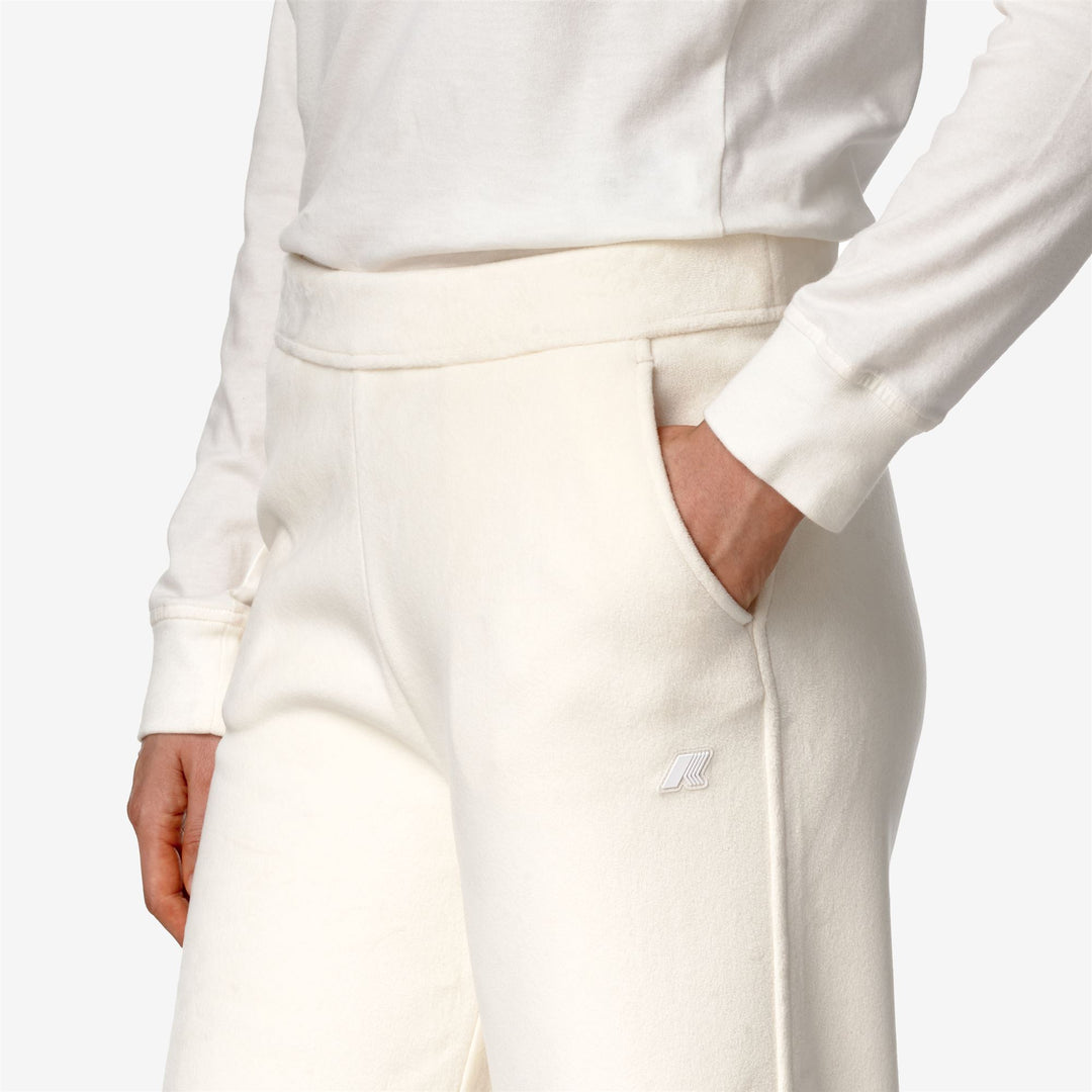 K-WAY Pantaloni in felpa velour JENNY VELOUR POLAR bianco