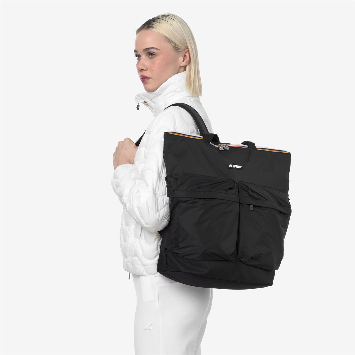 K-WAY Borsa shopping  in nylon ripstop con spallacci tipo zaino NOAM