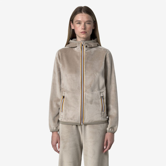 K-WAY Felpa in velour reversibile beige LILY VELOUR POLAR DOUBLE
