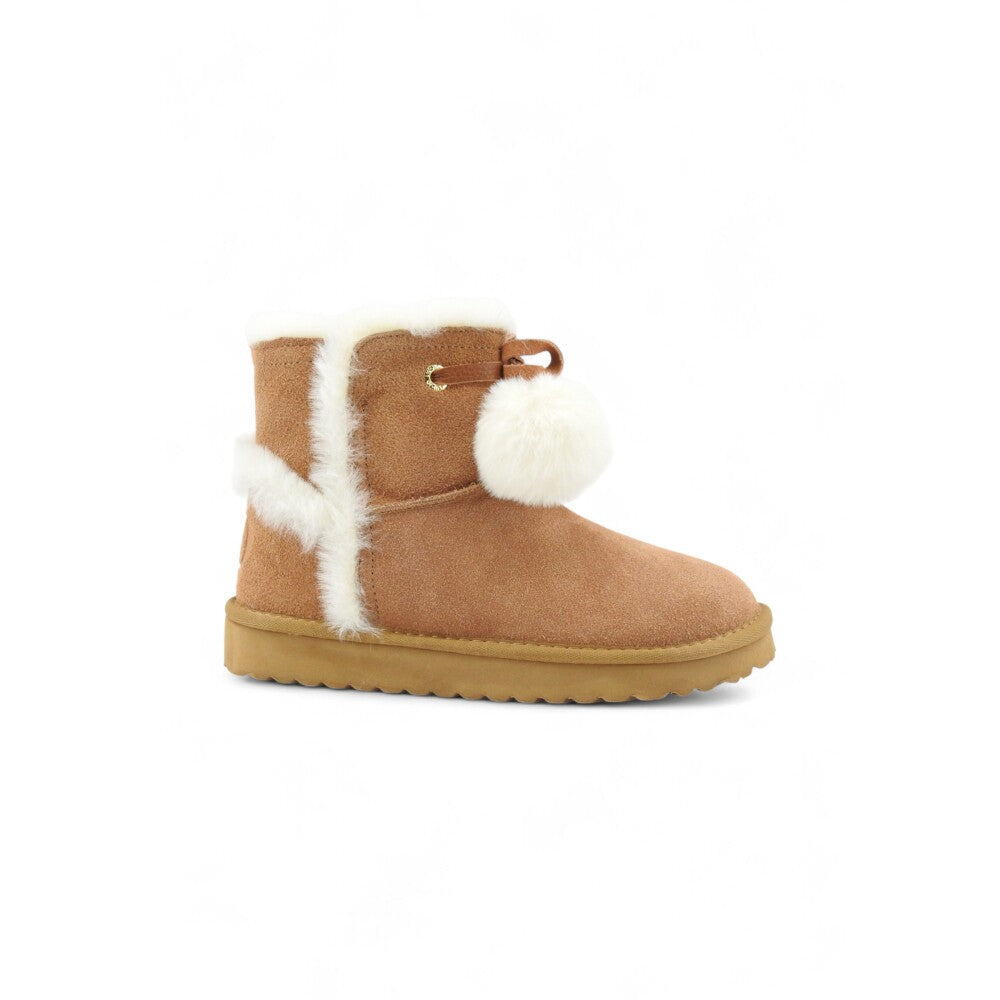 LIU JO Stivaletto slipon con pelliccia JIL 05 ANKLE BOOT COW SUEDE COGNAC