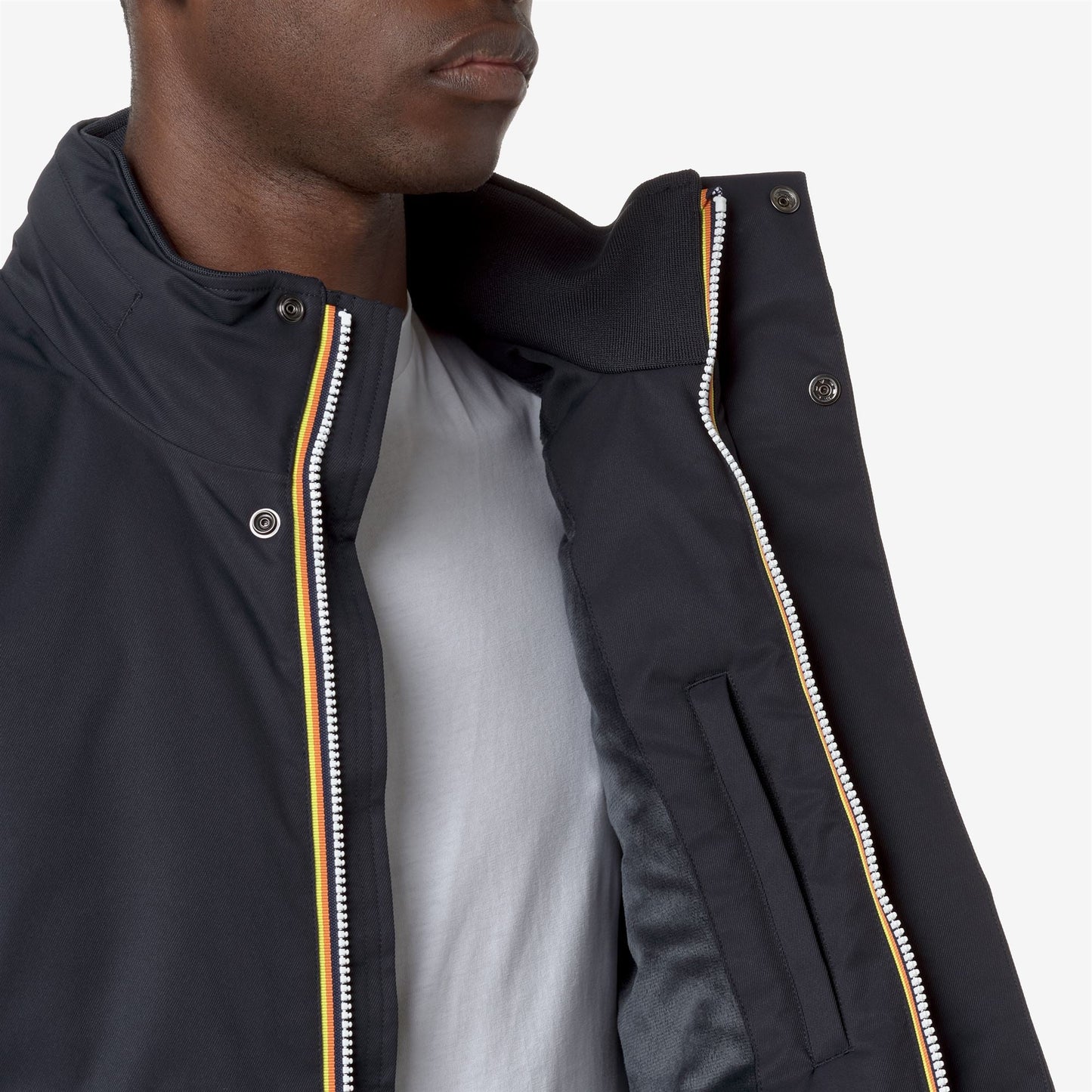 K-WAY Giubbotto uomo bomber interno in marmotta blu AMAURY TWILL MARMOTTA