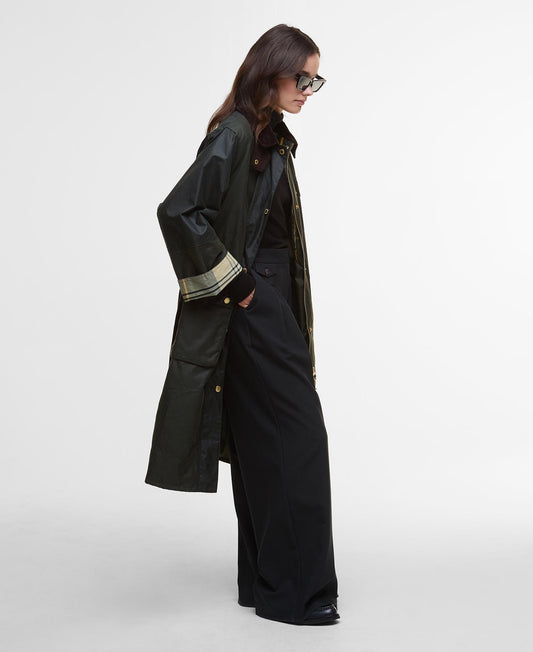 BARBOUR Trench cerato oversize con cinta MILDA WAX JKT