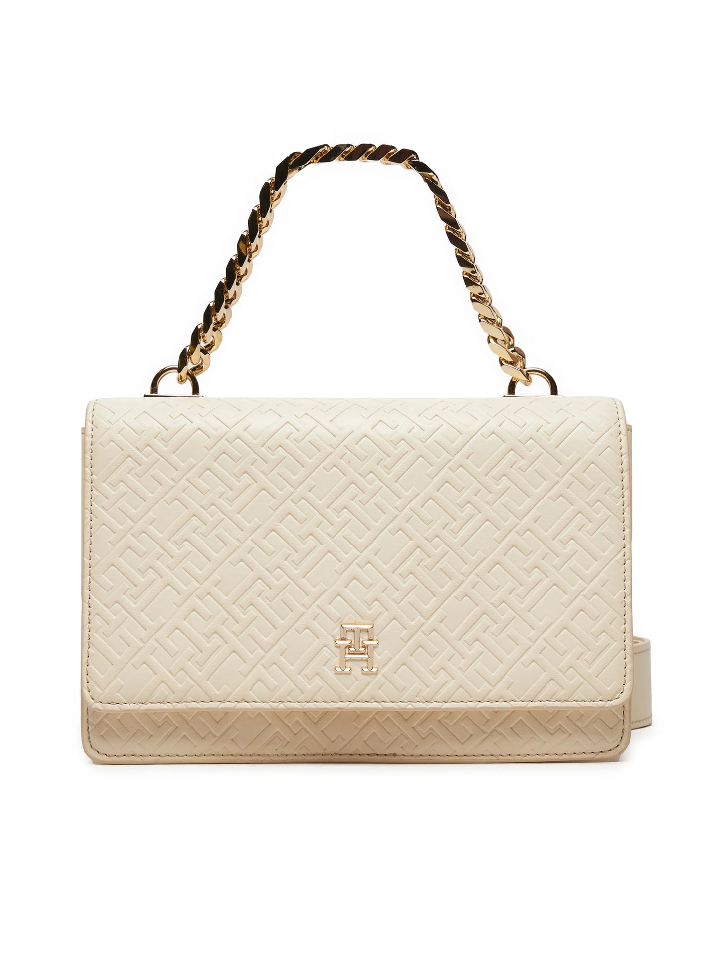 TOMMY HILFIGER Borsa a tracolla con manico a catena e loghi all over