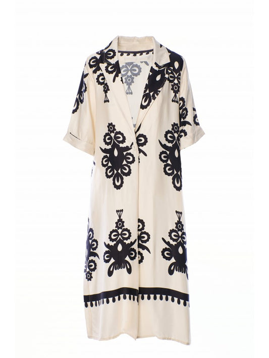 ANONYME DESIGNERS Spolverino in fantasia bianco nero
