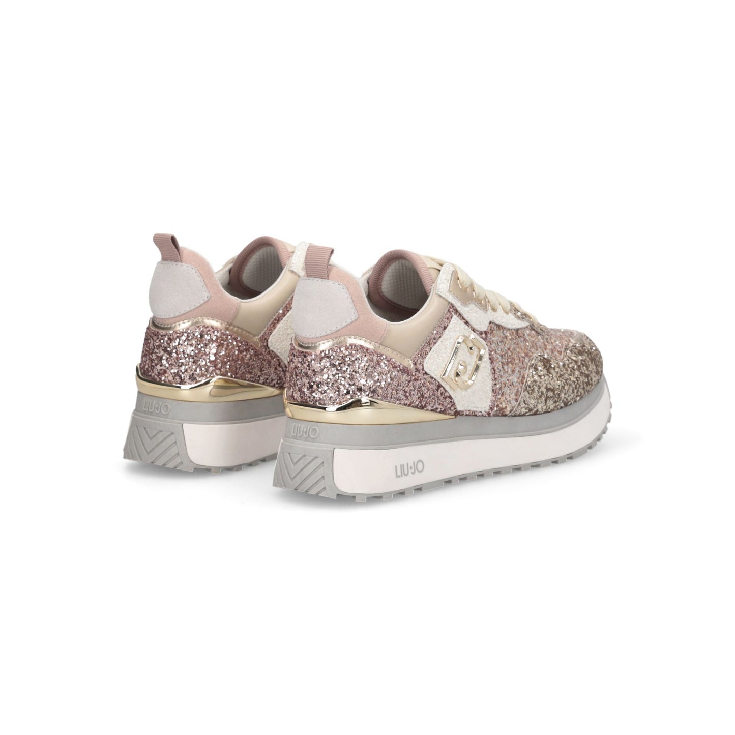 LIU JO Scarpe donna sneaker glitterate prugna argento MAXI WONDER