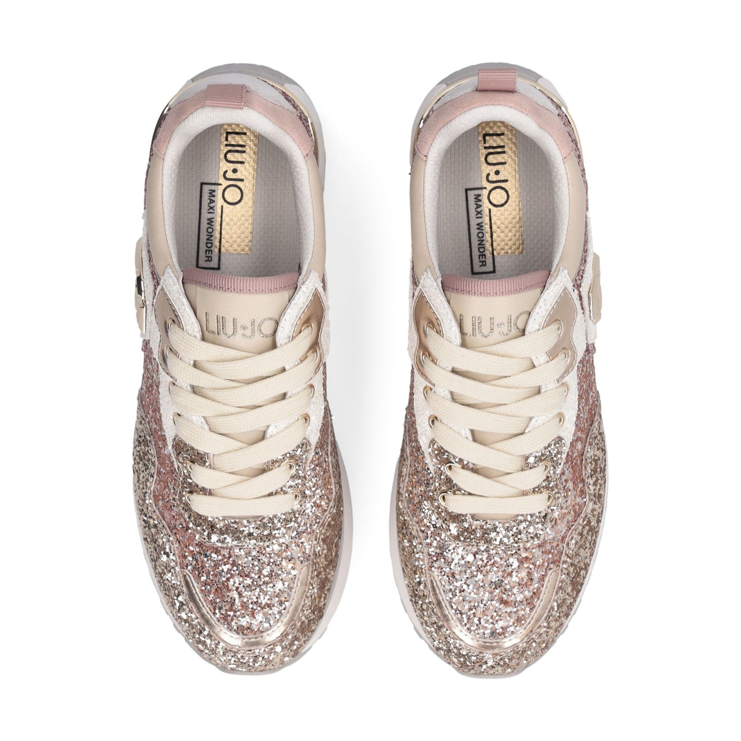 LIU JO Scarpe donna sneaker glitterate prugna argento MAXI WONDER