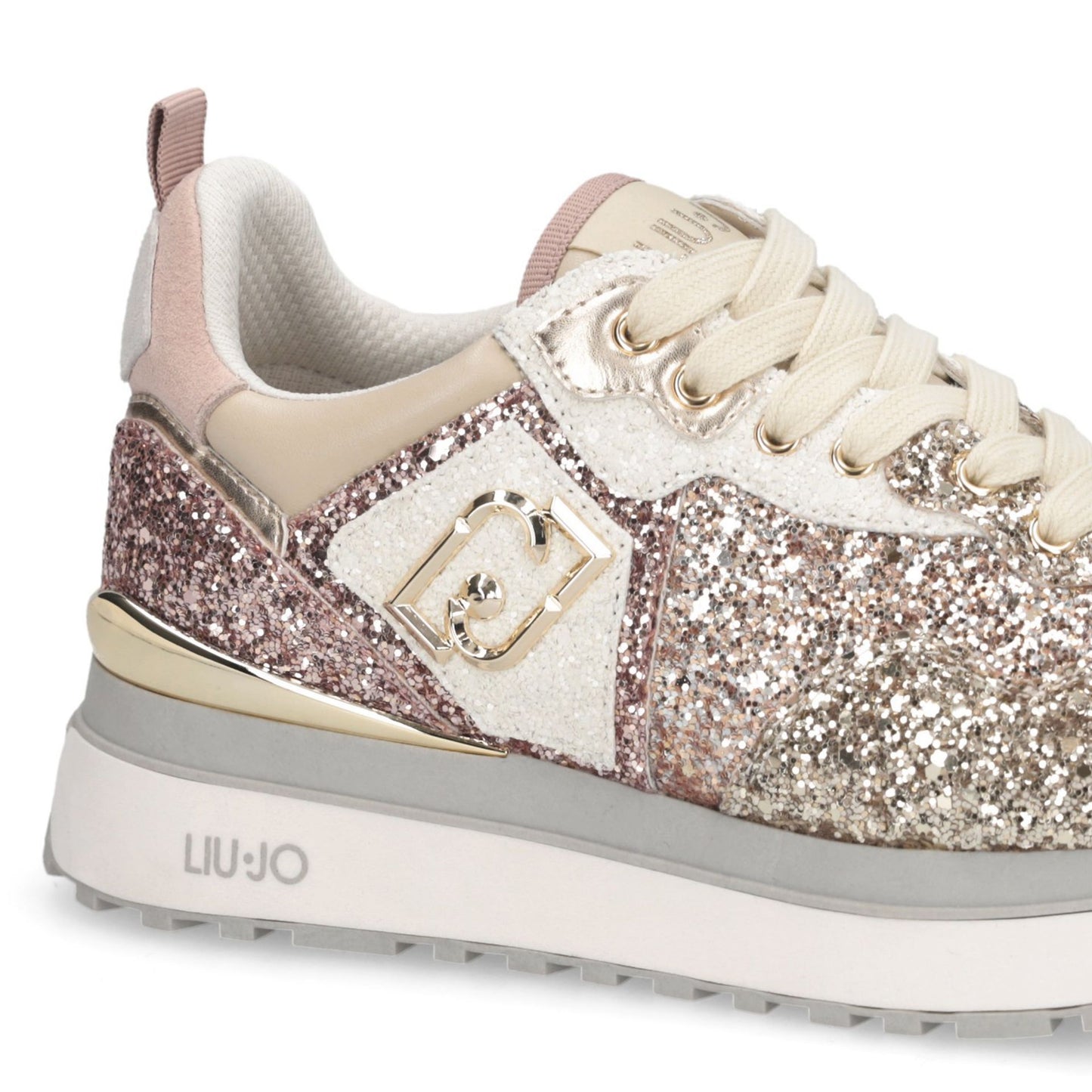 LIU JO Scarpe donna sneaker glitterate prugna argento MAXI WONDER