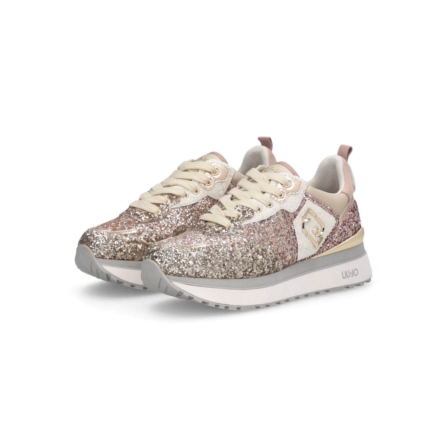 LIU JO Scarpe donna sneaker glitterate prugna argento MAXI WONDER