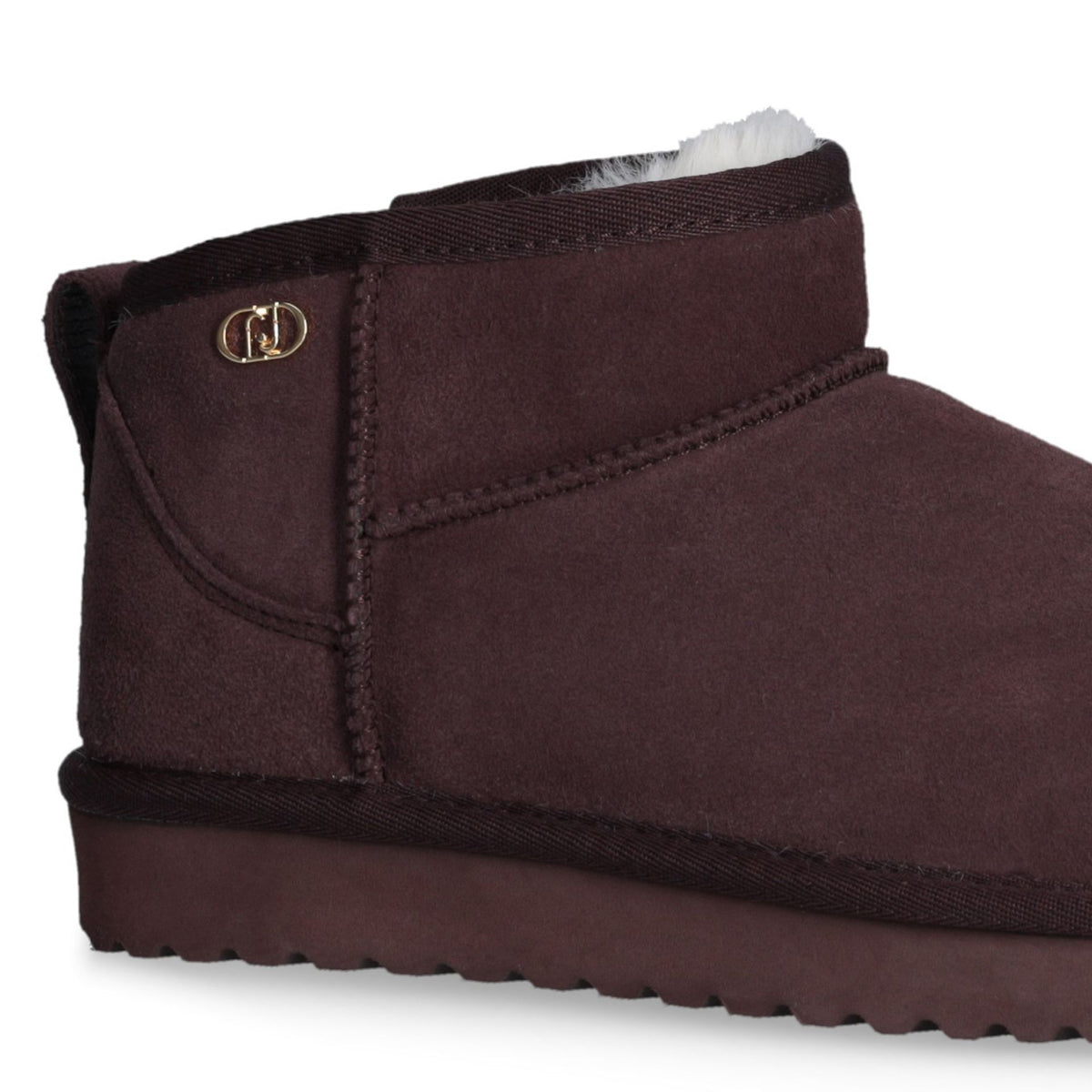LIU JO Stivaletto slipon con pelliccia JIL 01 ANKLE BOOT COW SUEDE AMARONE
