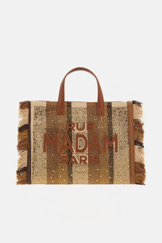 RUE MADAM PARIS Borsa CASABLANCA TOTE STRIPES BROWN