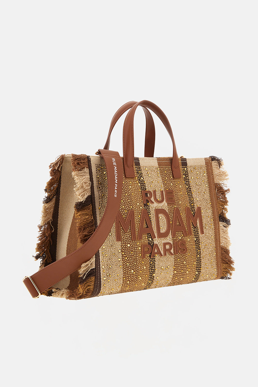 RUE MADAM PARIS Borsa CASABLANCA TOTE STRIPES BROWN