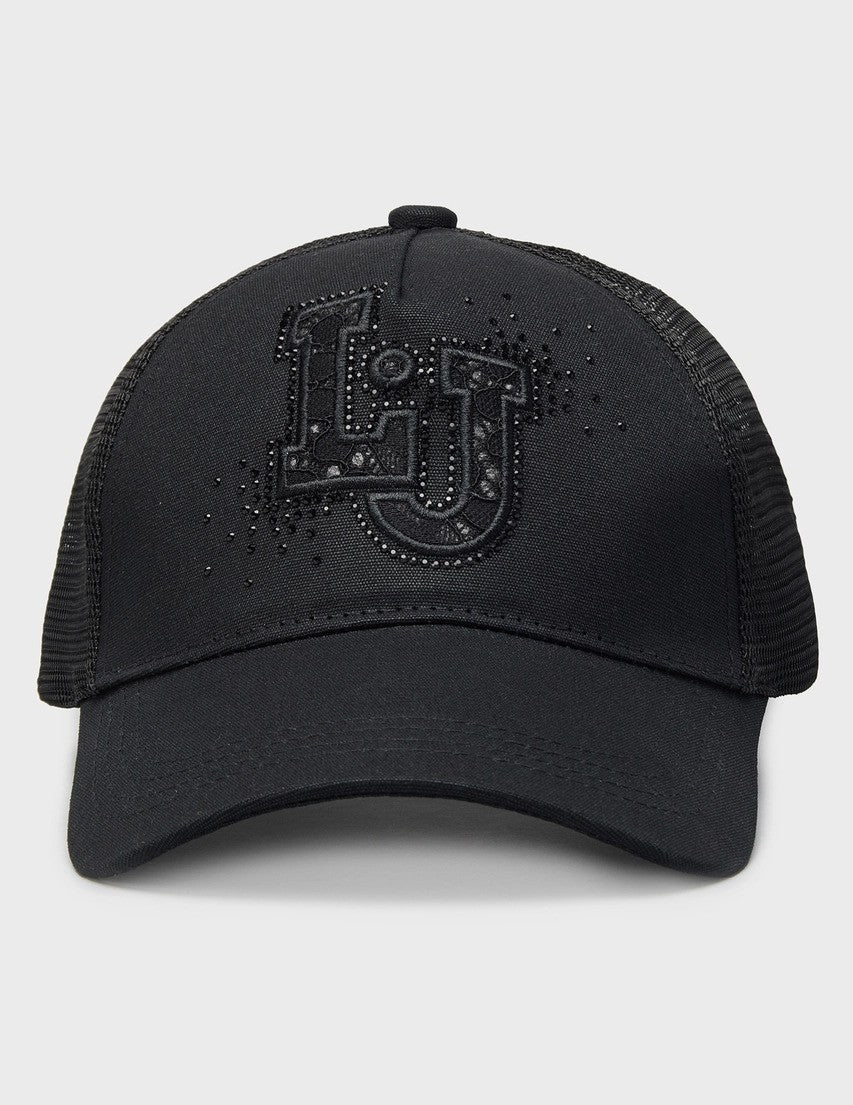 LIU JO Cappello con visiera nera e logo con strass