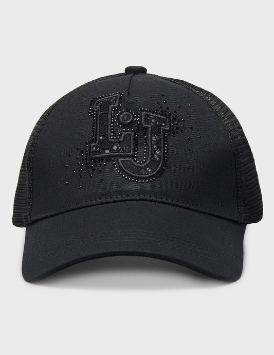 LIU JO Cappello con visiera nera e logo con strass