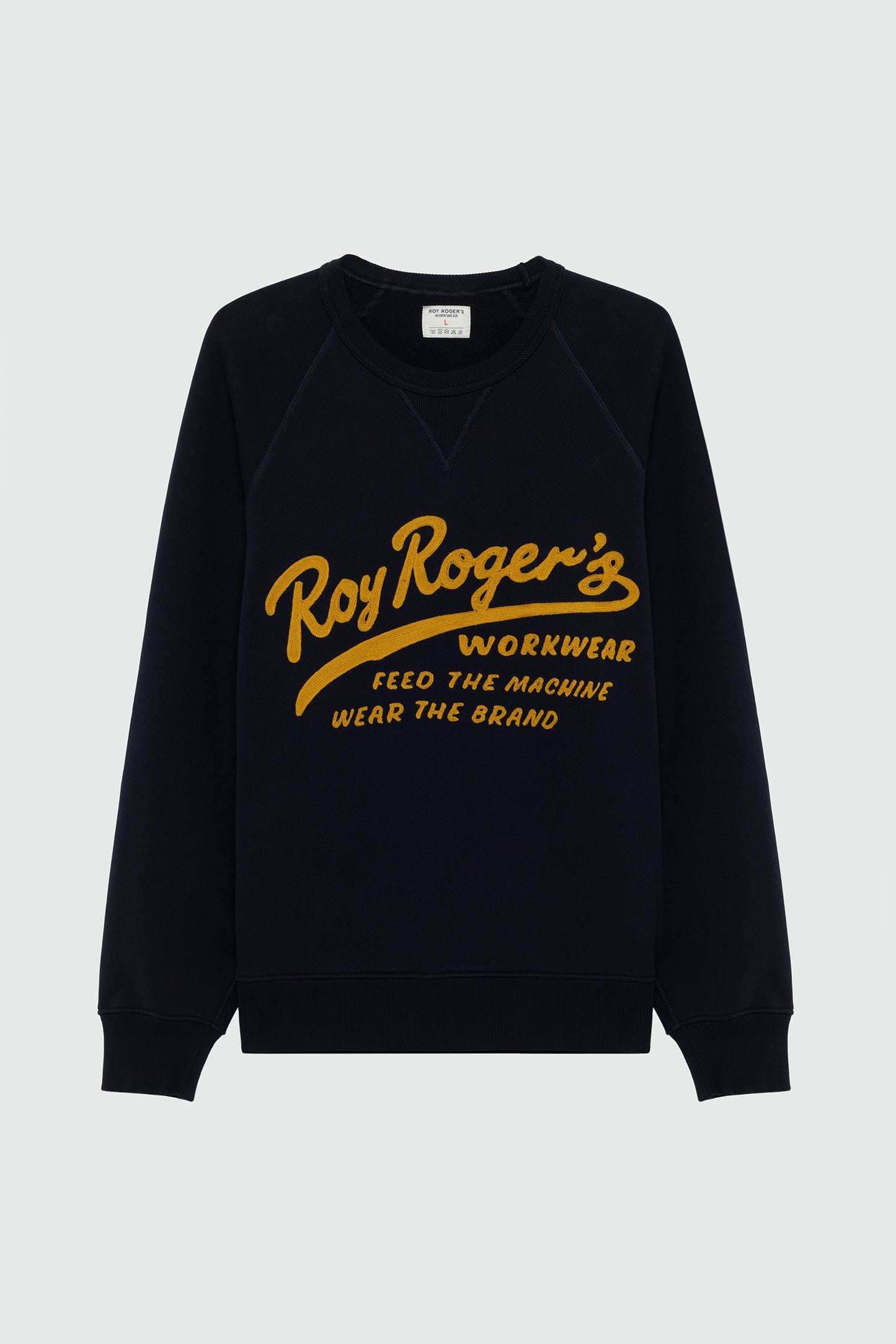 ROY ROGER'S Felpa girocollo con ricamo in spugna FEED THE MACHINE