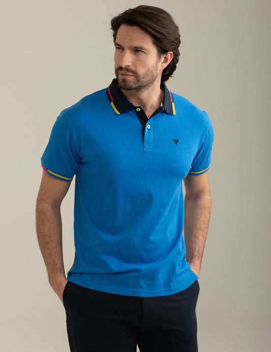 FRED MELLO Polo maniche corte uomo con colletto in contrasto