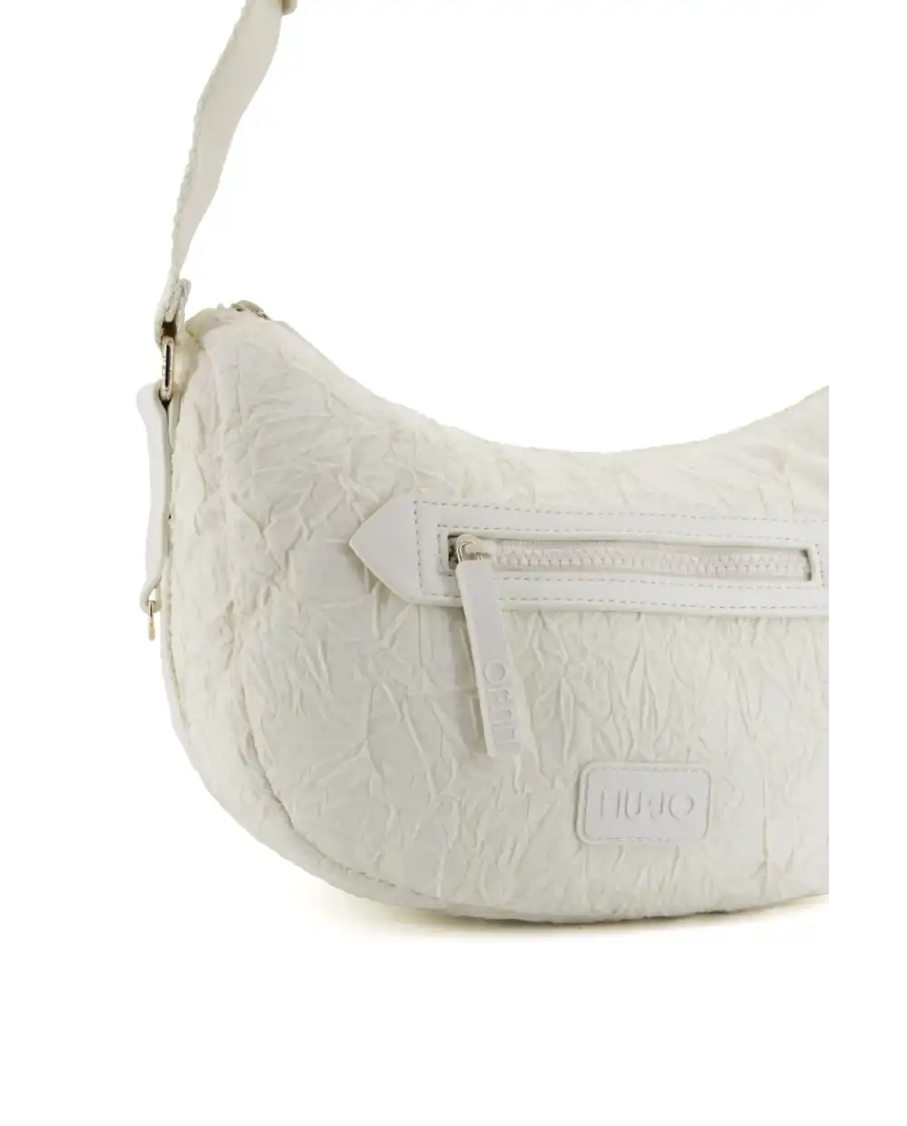 LIU JO Borsa tracolla piccola in nylon bianco e caramello
