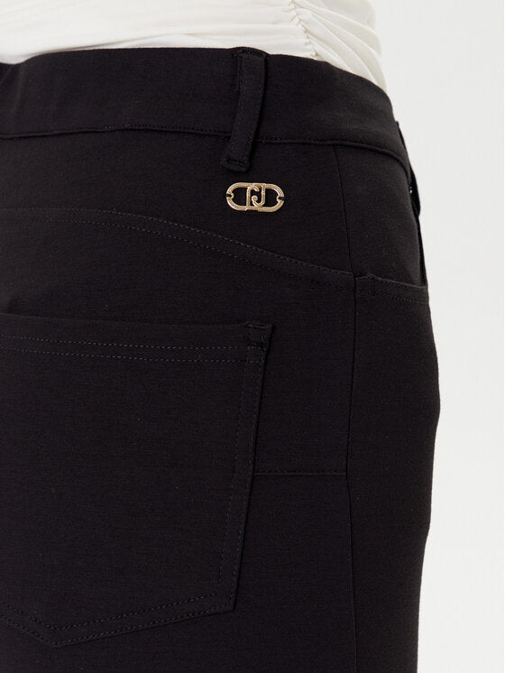 LIU JO Pantaloni in jersey neri con chiusura frontale con bottone e tasche