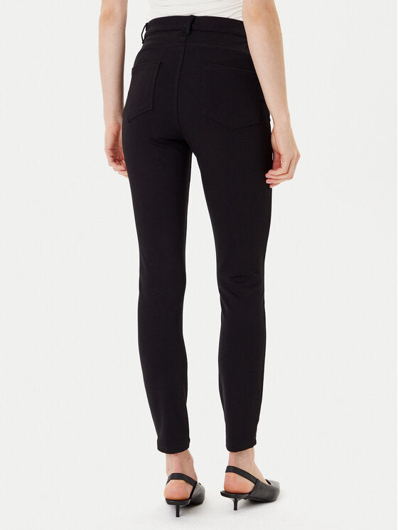 LIU JO Pantaloni in jersey neri con chiusura frontale con bottone e tasche