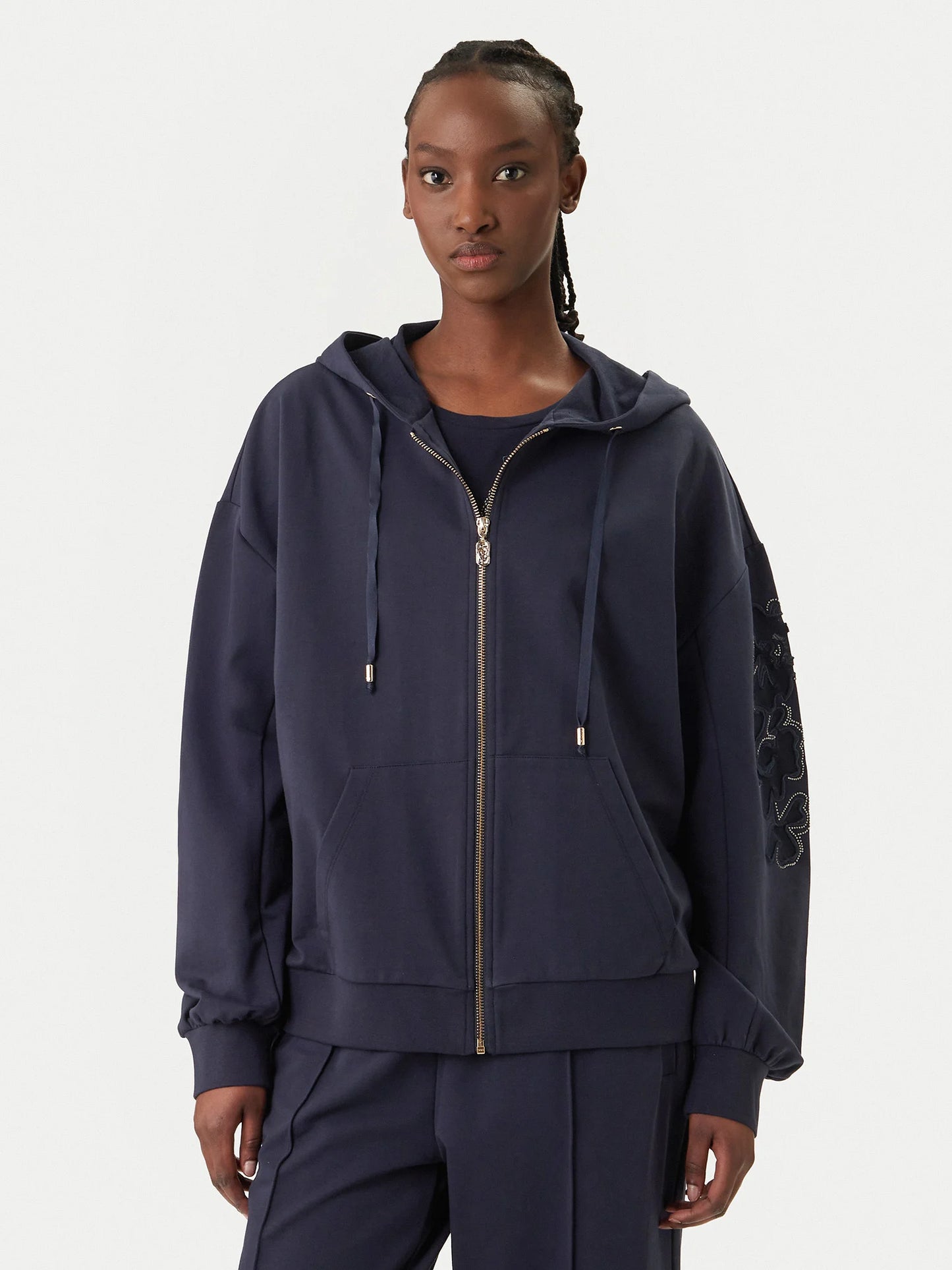 LIU JO Felpa in jersey con ricamo sulle maniche