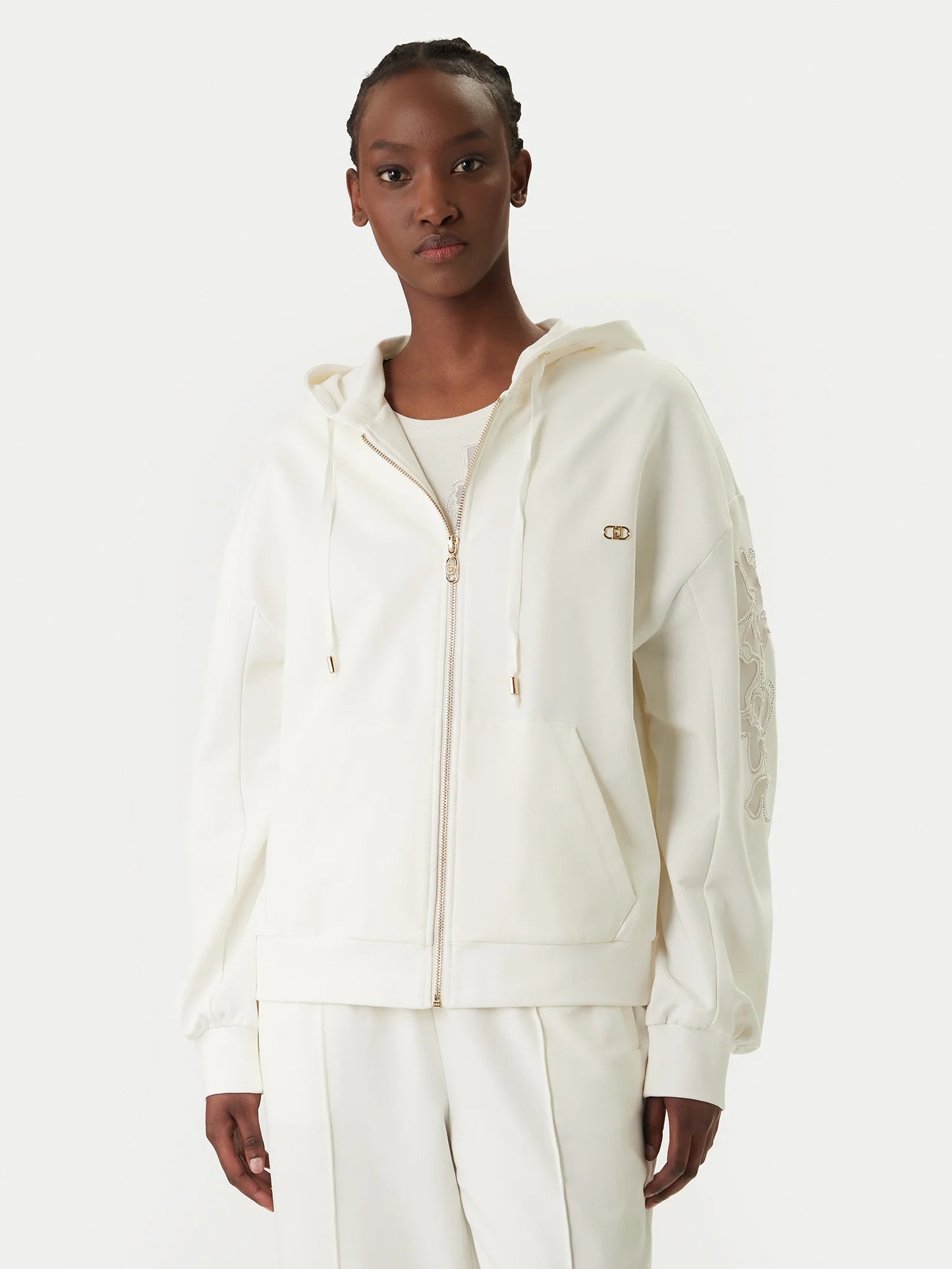 LIU JO Felpa in jersey con ricamo sulle maniche