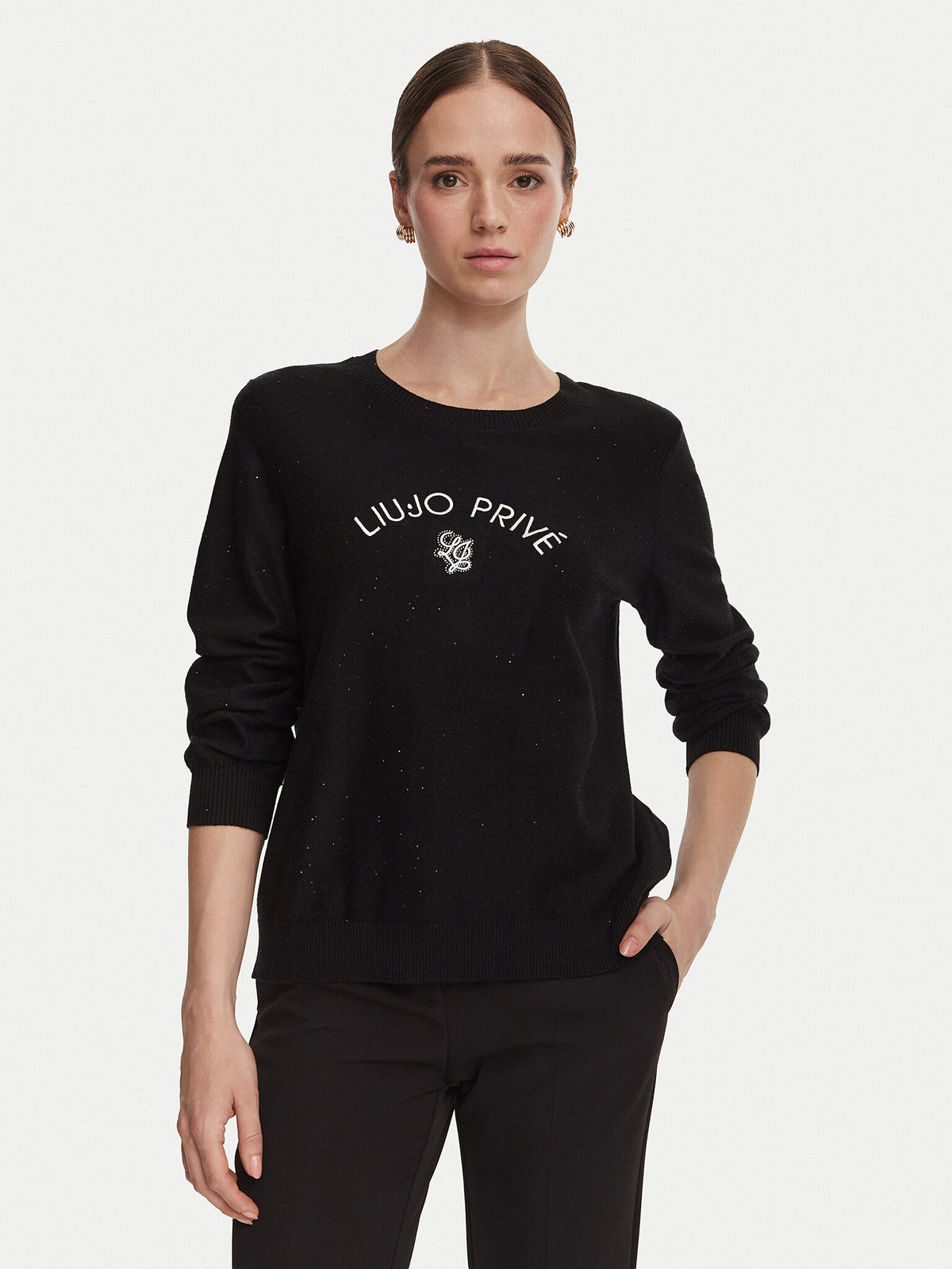 LIU JO Maglia girocollo in viscosa con micropaillettes