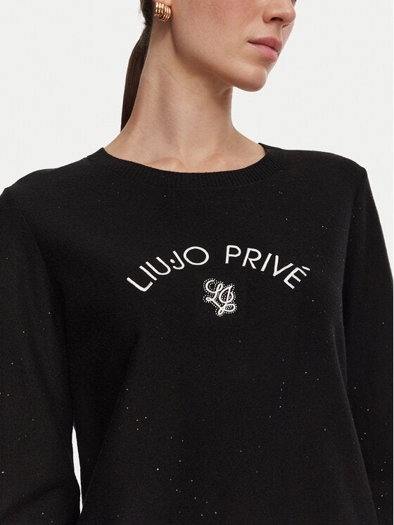 LIU JO Maglia girocollo in viscosa con micropaillettes