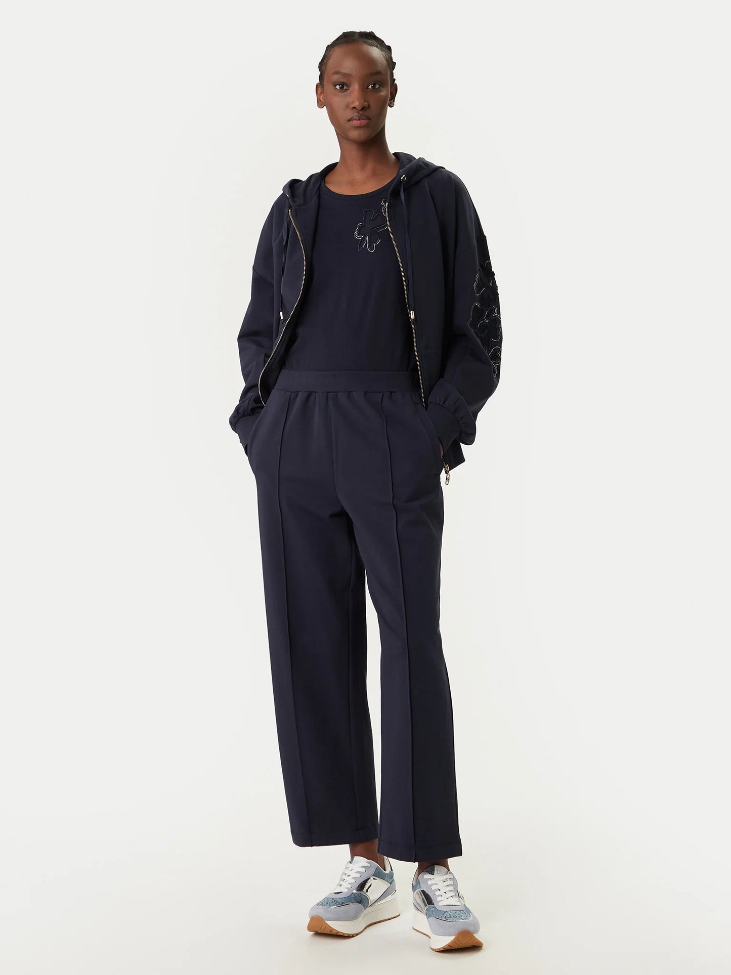 LIU JO T-shirt girocollo con inserto fiore in organza