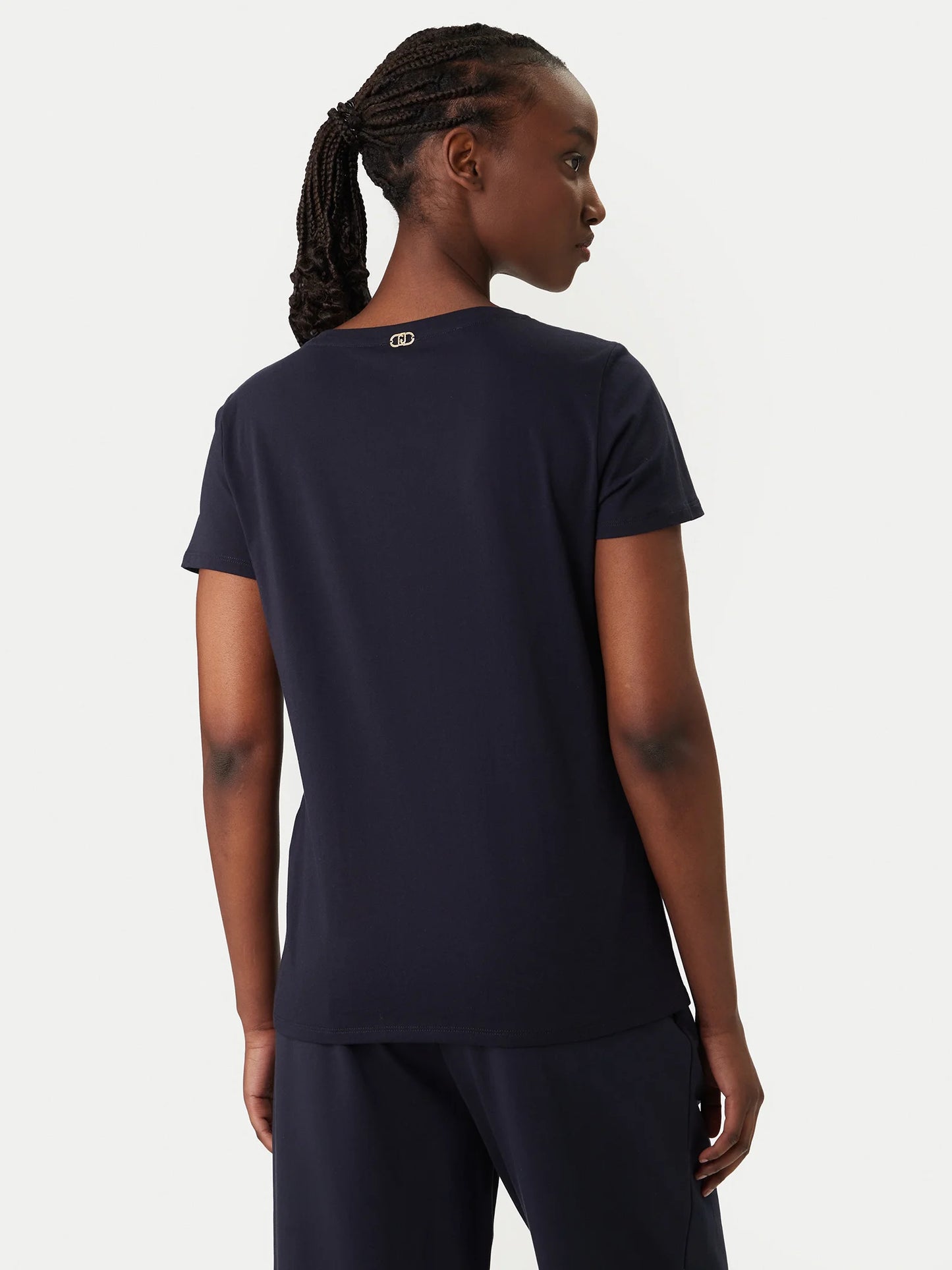 LIU JO T-shirt girocollo con inserto fiore in organza