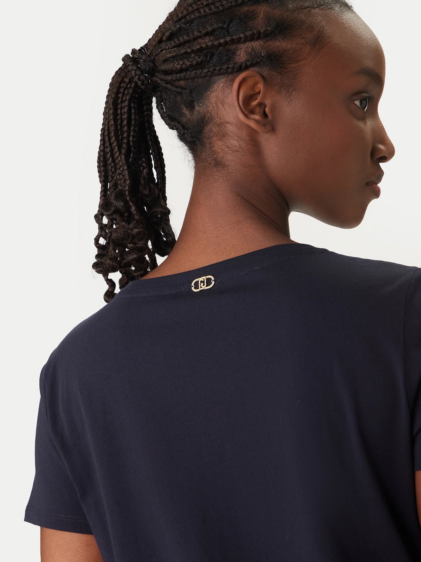 LIU JO T-shirt girocollo con inserto fiore in organza