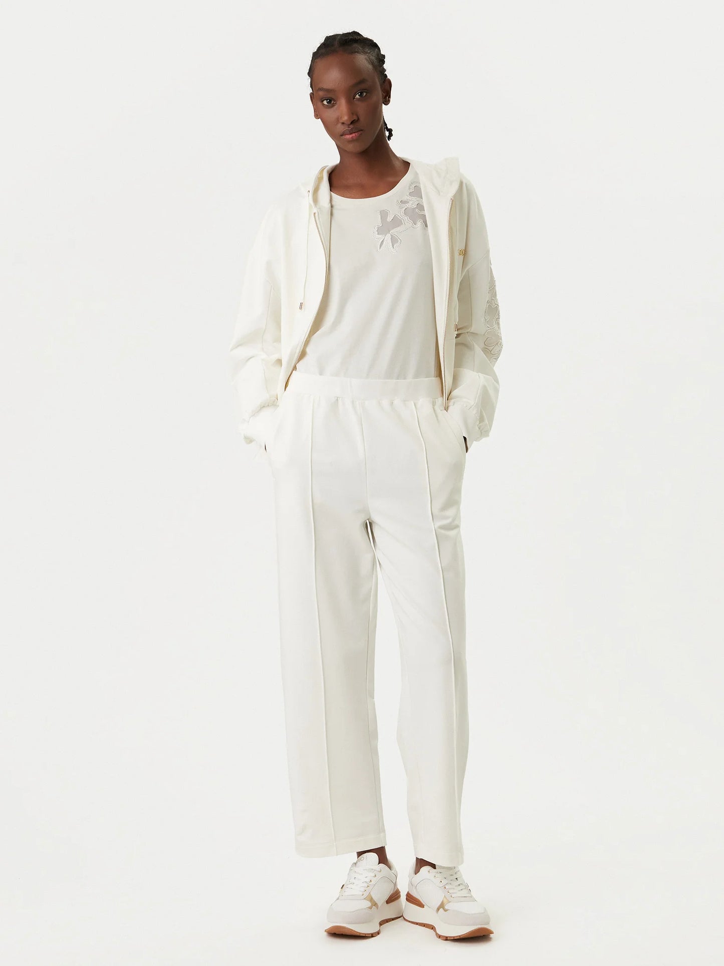 LIU JO T-shirt girocollo con inserto fiore in organza